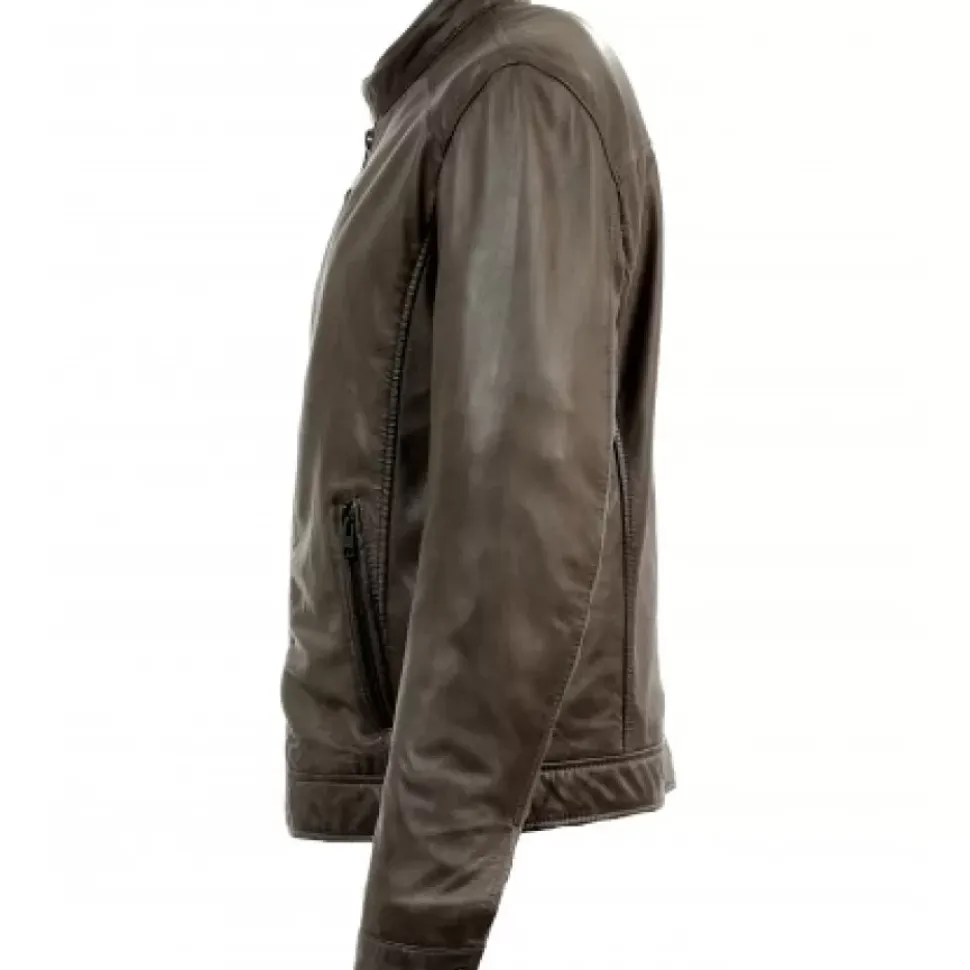 OAKWOOD Blousons^Agent Marron - Blouson Cuir Veritable