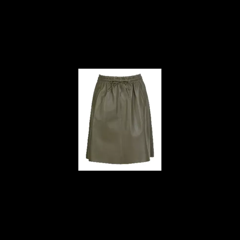 OAKWOOD Jupes Et Shorts^Alba Kaki - Jupe Courte Evasee En Cuir Veritable