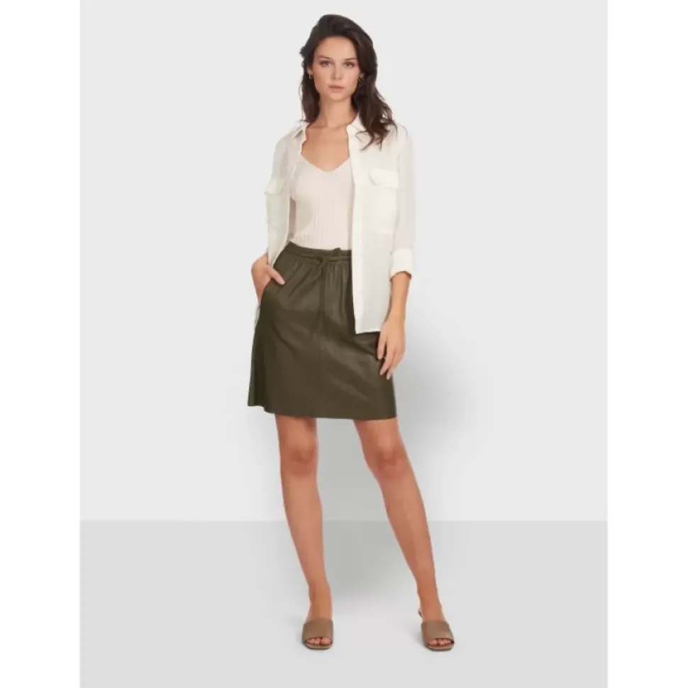 OAKWOOD Jupes Et Shorts^Alba Kaki - Jupe Courte Evasee En Cuir Veritable