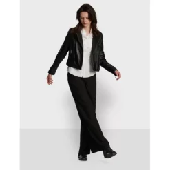OAKWOOD Blousons^Alizee Noir - Blouson Asymetrique Court En Cuir Veritable Effet Lave