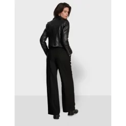 OAKWOOD Blousons^Alizee Noir - Blouson Asymetrique Court En Cuir Veritable Effet Lave