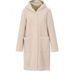 OAKWOOD Manteaux^Angelique Cafe - Manteau Reversible A Capuche Effet Peau Lainee