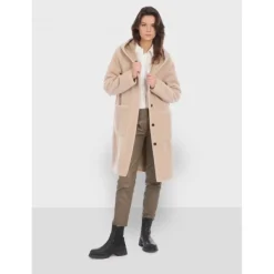 OAKWOOD Manteaux^Angelique Cafe - Manteau Reversible A Capuche Effet Peau Lainee