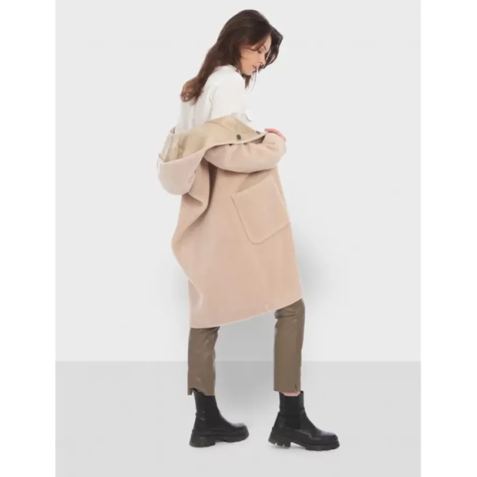 OAKWOOD Manteaux^Angelique Cafe - Manteau Reversible A Capuche Effet Peau Lainee