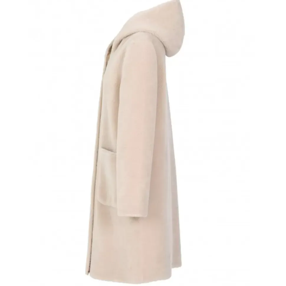 OAKWOOD Manteaux^Angelique Cafe - Manteau Reversible A Capuche Effet Peau Lainee