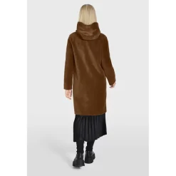 OAKWOOD Manteaux^Angelique Cognac - Manteau Reversible A Capuche Effet Peau Lainee