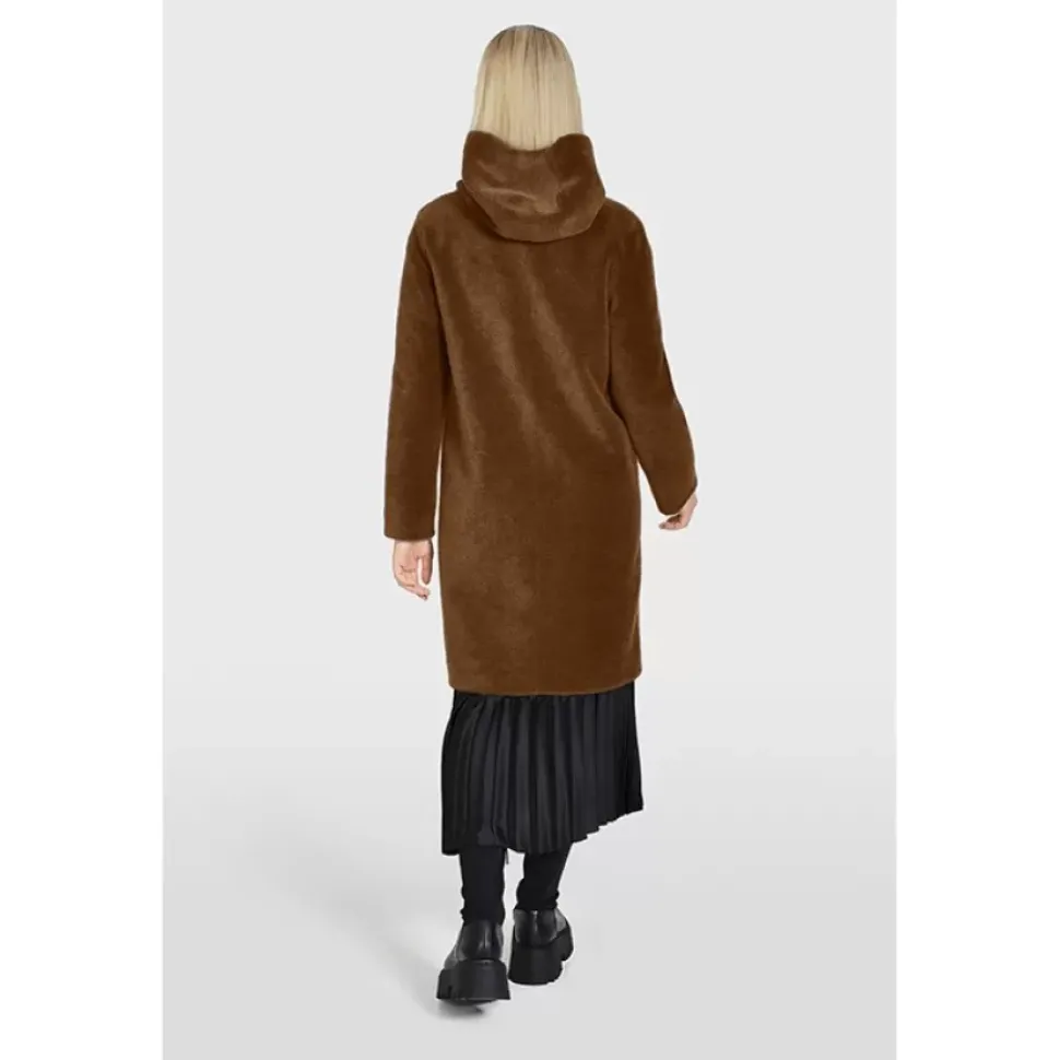 OAKWOOD Manteaux^Angelique Cognac - Manteau Reversible A Capuche Effet Peau Lainee