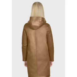 OAKWOOD Manteaux^Angelique Cognac - Manteau Reversible A Capuche Effet Peau Lainee