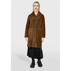 OAKWOOD Manteaux^Angelique Cognac - Manteau Reversible A Capuche Effet Peau Lainee