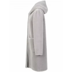 OAKWOOD Manteaux^Angelique Gris - Manteau Reversible A Capuche Effet Peau Lainee
