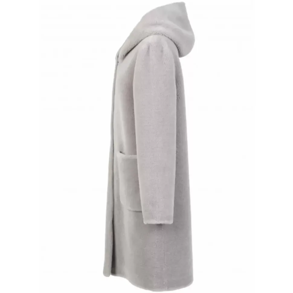 OAKWOOD Manteaux^Angelique Gris - Manteau Reversible A Capuche Effet Peau Lainee