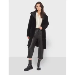 OAKWOOD Manteaux^Angelique Noir - Manteau Reversible A Capuche Effet Peau Lainee