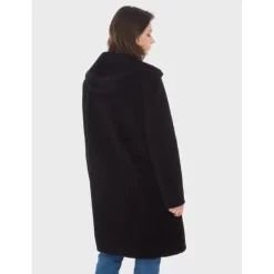 OAKWOOD Manteaux^Angelique Noir - Manteau Reversible A Capuche Effet Peau Lainee