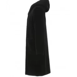 OAKWOOD Manteaux^Angelique Noir - Manteau Reversible A Capuche Effet Peau Lainee
