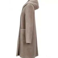 OAKWOOD Manteaux^Angelique Taupe - Manteau Reversible A Capuche Effet Peau Lainee