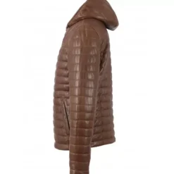 OAKWOOD Doudounes^Aurelien Cognac - Doudoune En Cuir Veritable Bicolore A Capuche