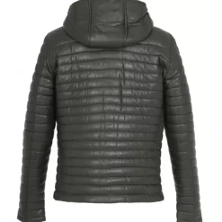 OAKWOOD Doudounes^Aurelien Kaki Fonce - Doudoune En Cuir Veritable
