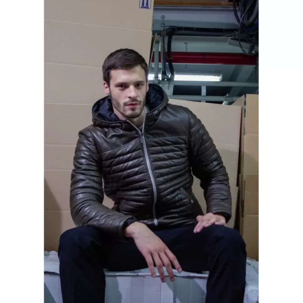 OAKWOOD Doudounes^Aurelien Marron - Doudoune En Cuir Veritable