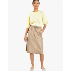 OAKWOOD Jupes Et Shorts^Bamba Beige Fonce - Jupe Mi-Longue Droite En Cuir Veritable