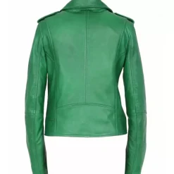 OAKWOOD Blousons^Boogie Vert - Blouson Epure A Fermeture Asymetrique En Cuir Veritable