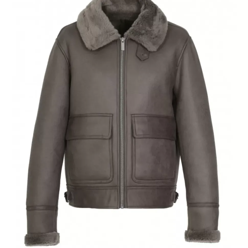 OAKWOOD Blousons^Bravour Kaki Fonce - Blouson Bomber Effet Mouton Retourne