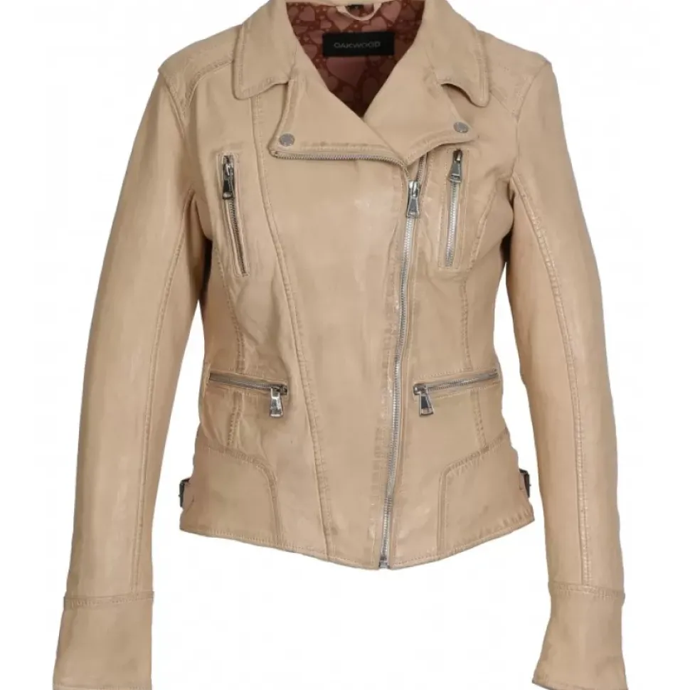 OAKWOOD Blousons^Camera Beige Fonce - Blouson En Cuir Veritable