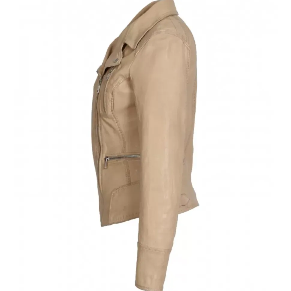 OAKWOOD Blousons^Camera Beige Fonce - Blouson En Cuir Veritable