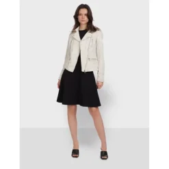OAKWOOD Blousons^Camera Blanc - Blouson En Cuir Veritable Effet Lave