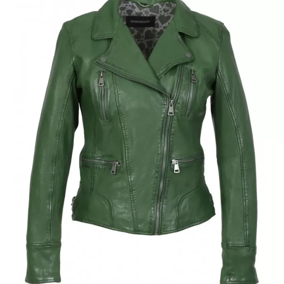 OAKWOOD Blousons^Camera Vert - Blouson En Cuir Veritable
