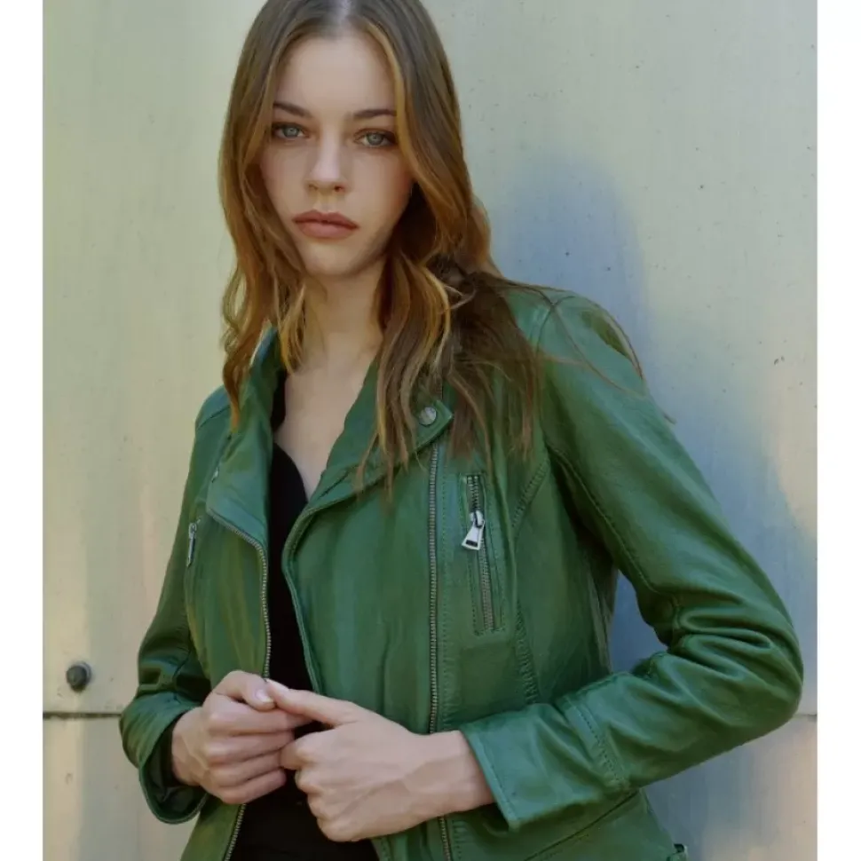 OAKWOOD Blousons^Camera Vert - Blouson En Cuir Veritable