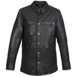 OAKWOOD Vestes^Carter Noir - Surchemise En Cuir Veritable Effet Lave
