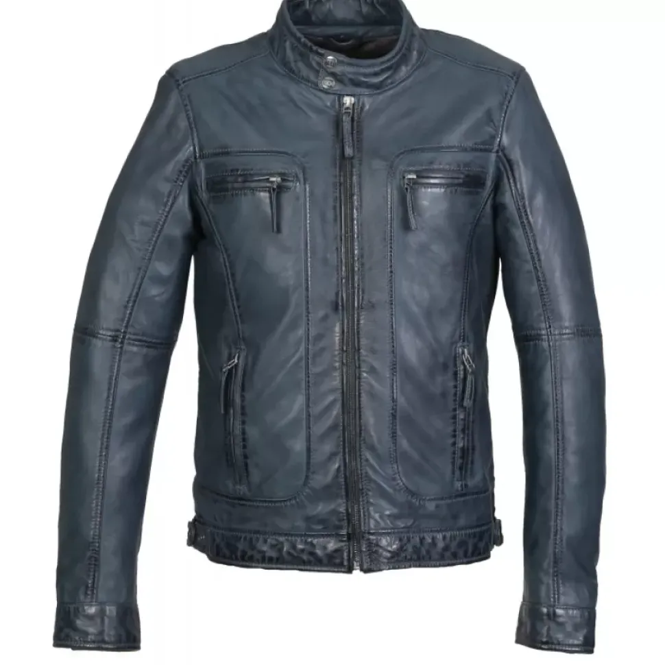 OAKWOOD Blousons^Casey Bleu - Blouson En Cuir Veritable