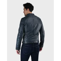 OAKWOOD Blousons^Casey Bleu - Blouson En Cuir Veritable