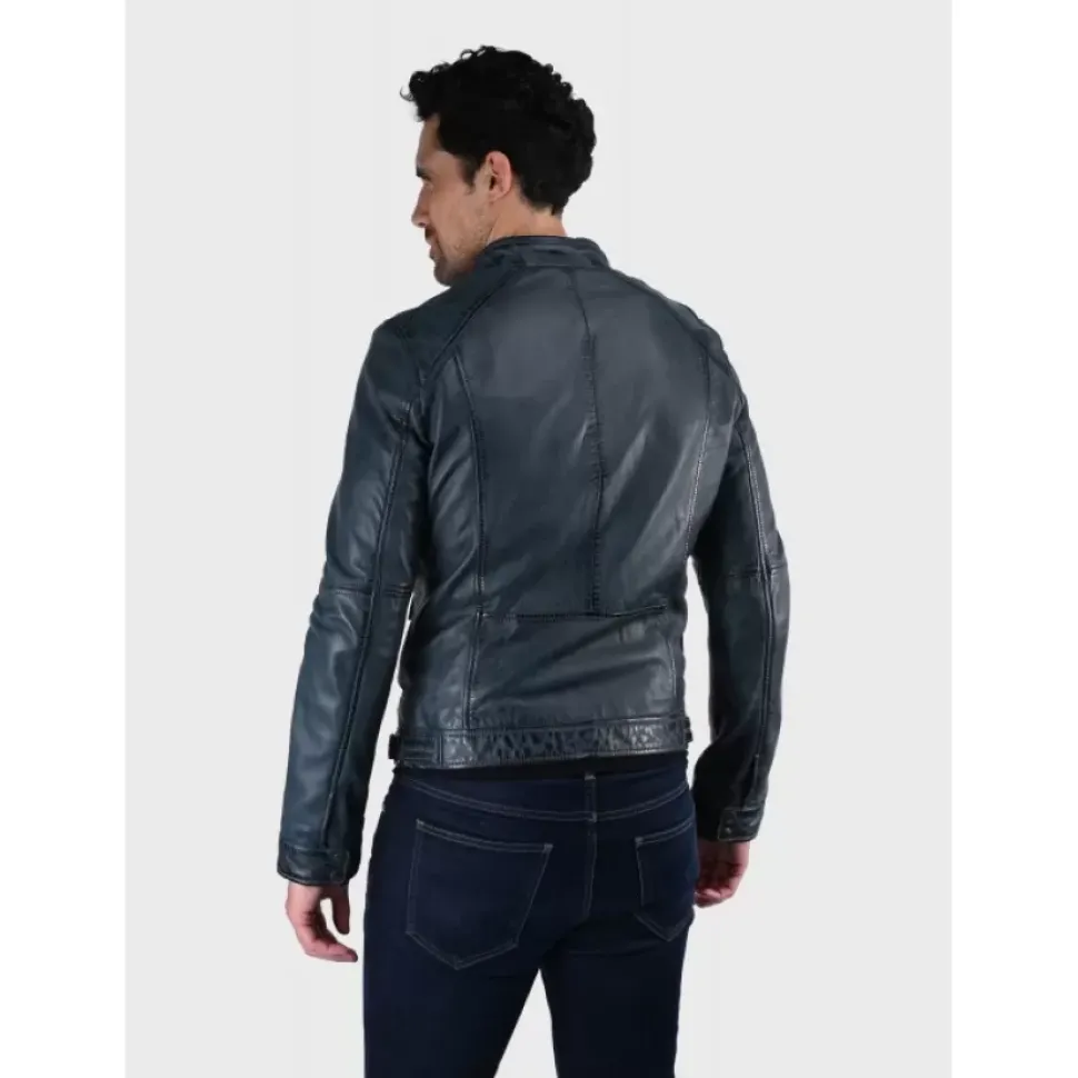 OAKWOOD Blousons^Casey Bleu - Blouson En Cuir Veritable