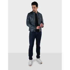 OAKWOOD Blousons^Casey Bleu - Blouson En Cuir Veritable