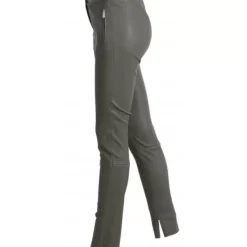OAKWOOD Pantalons^Celeste Kaki Fonce - Pantalon Stretch En Cuir Veritable