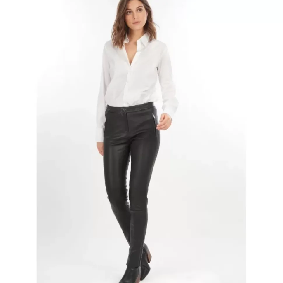 OAKWOOD Pantalons^Celeste Noir - Pantalon Stretch En Cuir Veritable