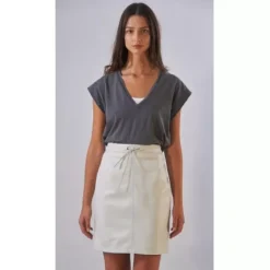 OAKWOOD Jupes Et Shorts^Celia Blanc - Jupe Droite Taille Haute En Cuir Veritable