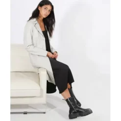 OAKWOOD Manteaux^Charlotte Beton - Manteau Long En Cuir Veritable
