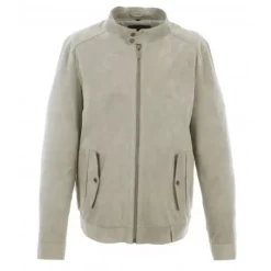 OAKWOOD Blousons^Chicago Yemen - Blouson Elegant En Cuir Veritable Col Mao A Pressions Et Ceinture Teddy