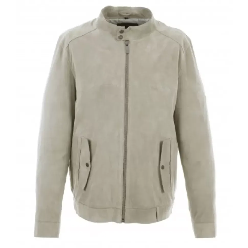 OAKWOOD Blousons^Chicago Yemen - Blouson Elegant En Cuir Veritable Col Mao A Pressions Et Ceinture Teddy
