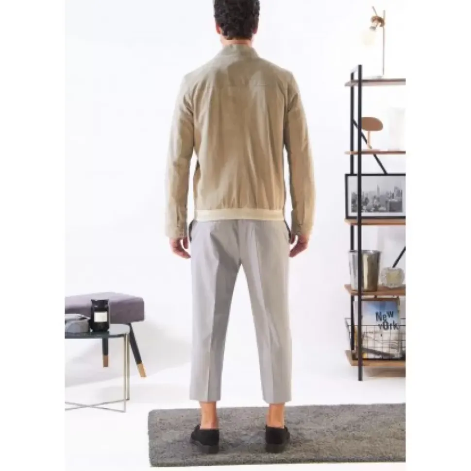 OAKWOOD Blousons^Chicago Yemen - Blouson Elegant En Cuir Veritable Col Mao A Pressions Et Ceinture Teddy