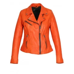 OAKWOOD Blousons^Clips Corail - Blouson Asymetrique Epure En Cuir Veritable