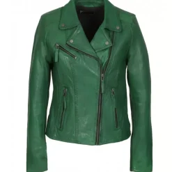 OAKWOOD Blousons^Clips Vert - Blouson Asymetrique Epure En Cuir Veritable