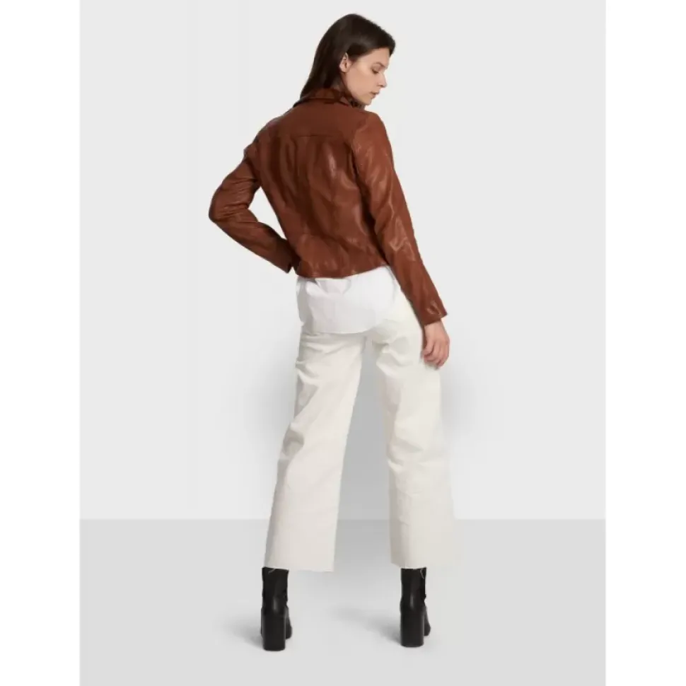 OAKWOOD Blousons^Clips Whisky - Blouson Asymetrique Epure En Cuir Veritable