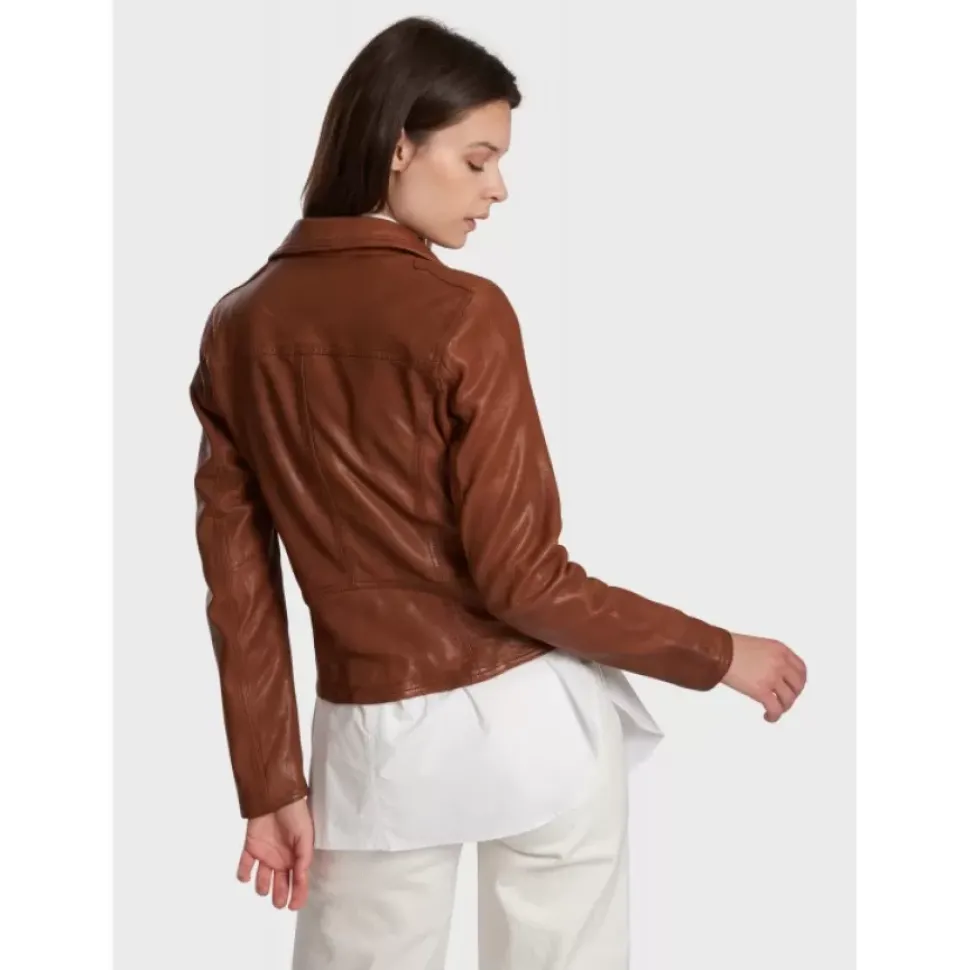 OAKWOOD Blousons^Clips Whisky - Blouson Asymetrique Epure En Cuir Veritable