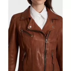 OAKWOOD Blousons^Clips Whisky - Blouson Asymetrique Epure En Cuir Veritable
