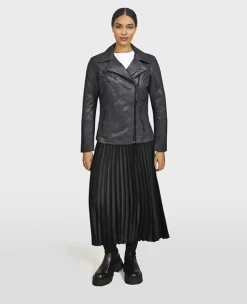 OAKWOOD Blousons^Club Metal Noir - Blouson Asymetrique Epure En Cuir Veritable