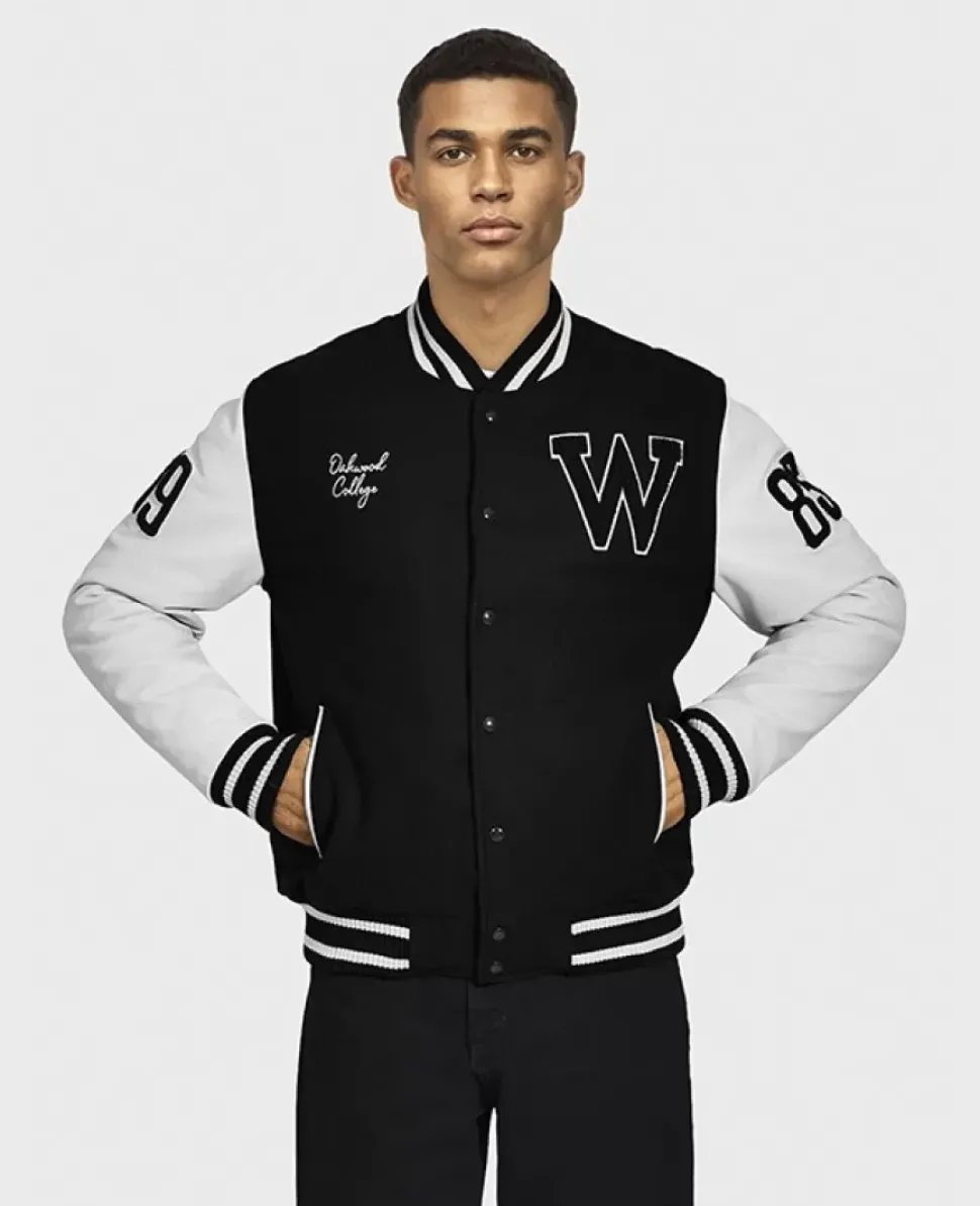 OAKWOOD Blousons^College Bi Noir - Blouson En Cuir Veritable