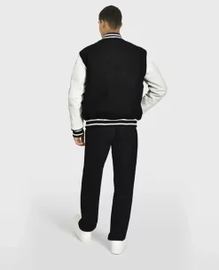 OAKWOOD Blousons^College Bi Noir - Blouson En Cuir Veritable